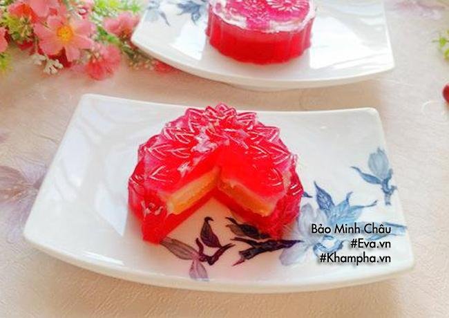 Cách làm bánh trung thu thạch rau câu vị thanh long đỏ nhân đậu xanh