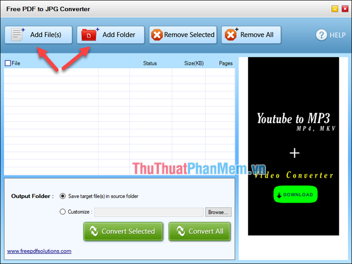 Chọn Add Files để chọn file PDF cần chuyển đổi