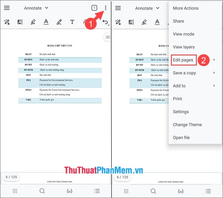 Chọn Edit pages