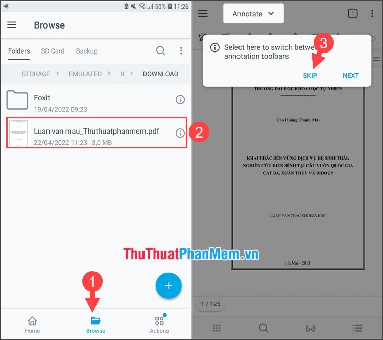 Chọn file PDF để mở