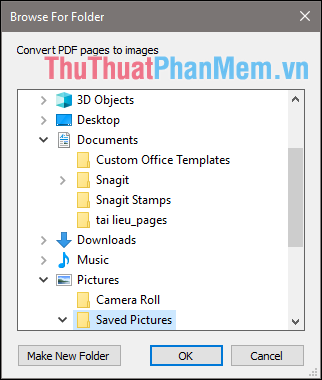 Chọn nơi để chứa các file ảnh
