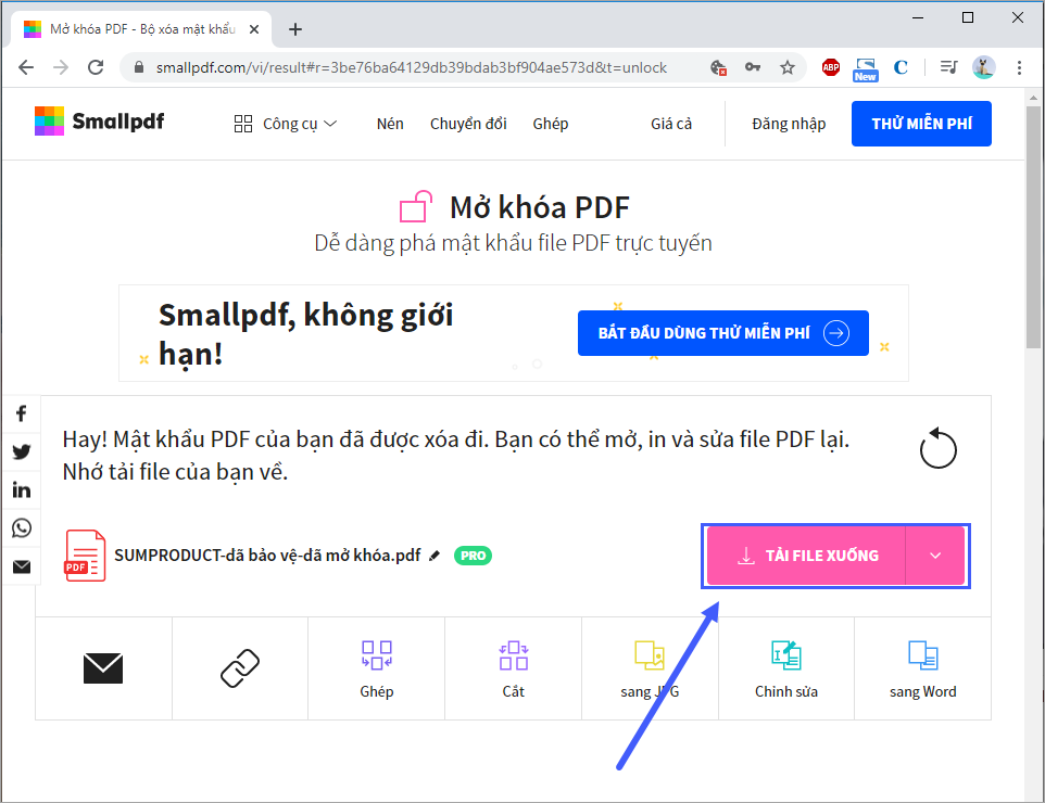 Chọn Tải File xuống