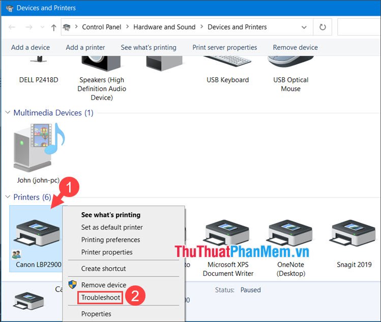Chọn Troubleshoot