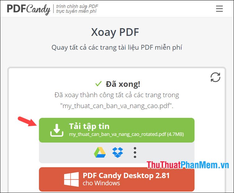 Click vào Tải tập tin để tải file về máy