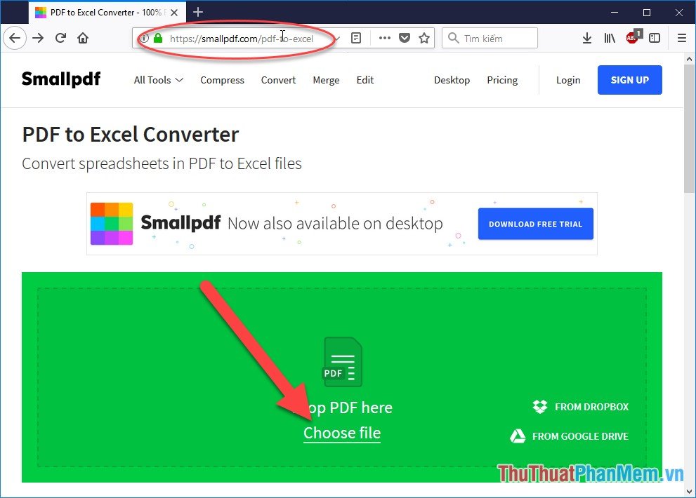 Kích chọn Choose file để lựa chọn file cần chuyển đổi