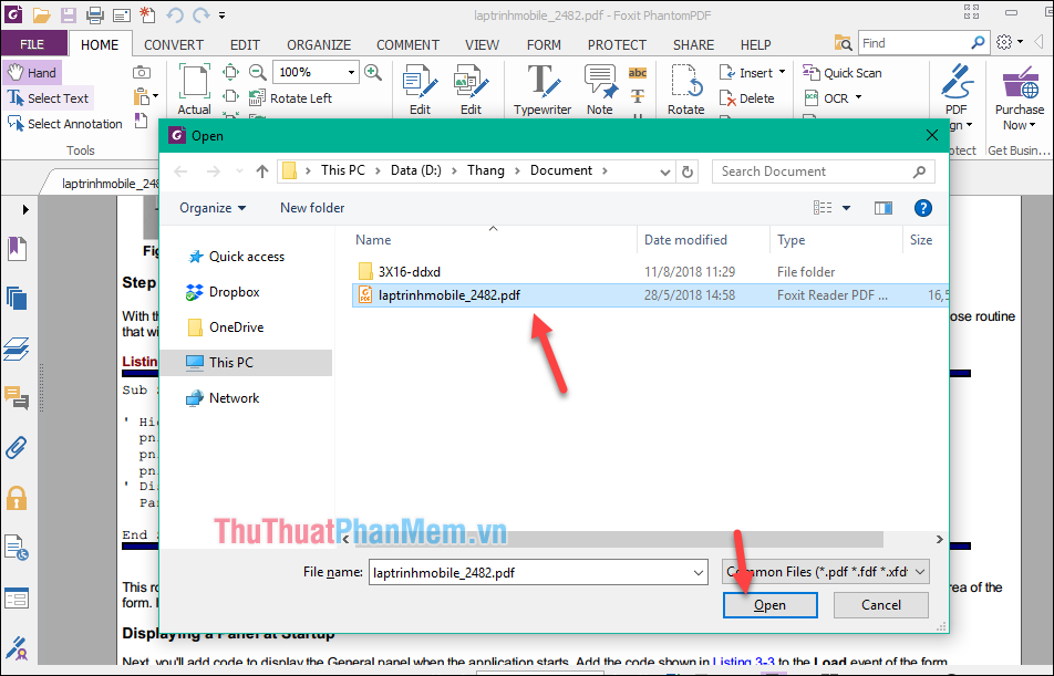 Mở file PDF bằng phần mềm Foxit PhantomPDF