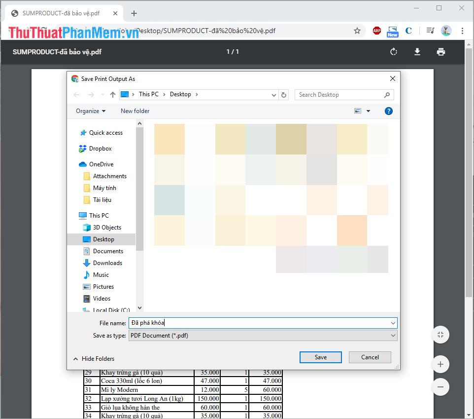 Tiến hành đặt tên file đã mở khóa và nhấn Save để lưu lại