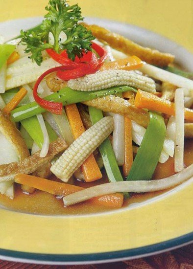 Công thức món Bắp non xào chay